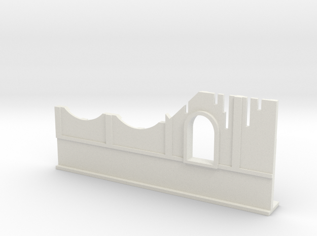 Basic Ruined Wall with Window 28mm in White Natural Versatile Plastic