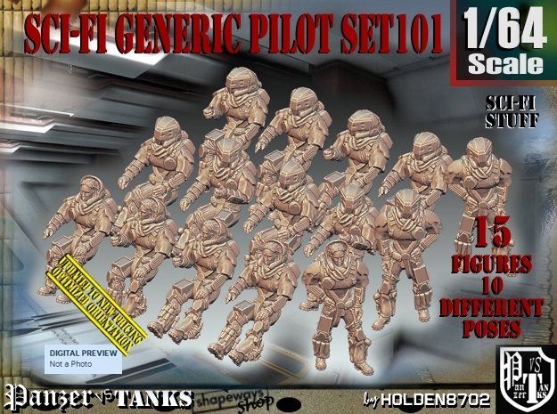 1/64 Sci-Fi Generic Pilot Set101 in Tan Fine Detail Plastic