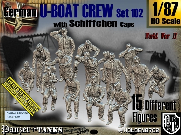 1/87 German U-Boot Crew Set102 in Tan Fine Detail Plastic