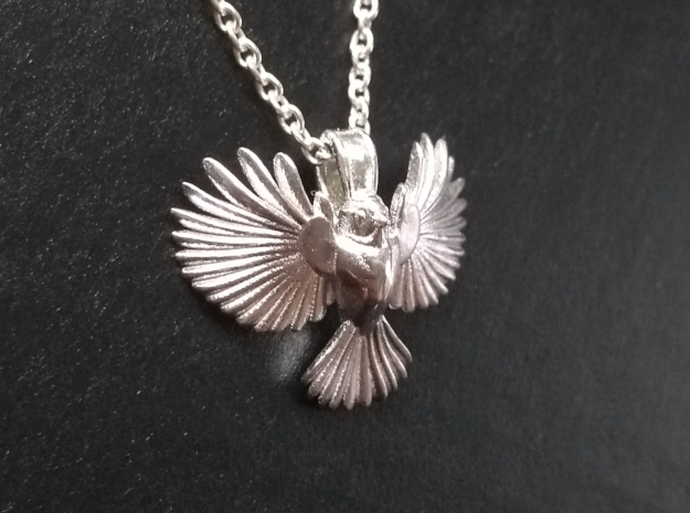 Chickadee pendant (inspired by blue tit) in Polished Silver