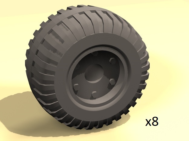 18mm diameter wide wheels in White Natural Versatile Plastic