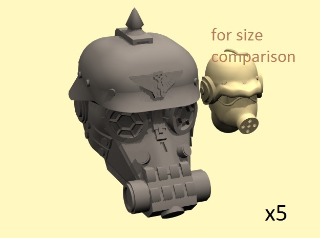 28mm Steampunk half-ogre heads in Clear Ultra Fine Detail Plastic