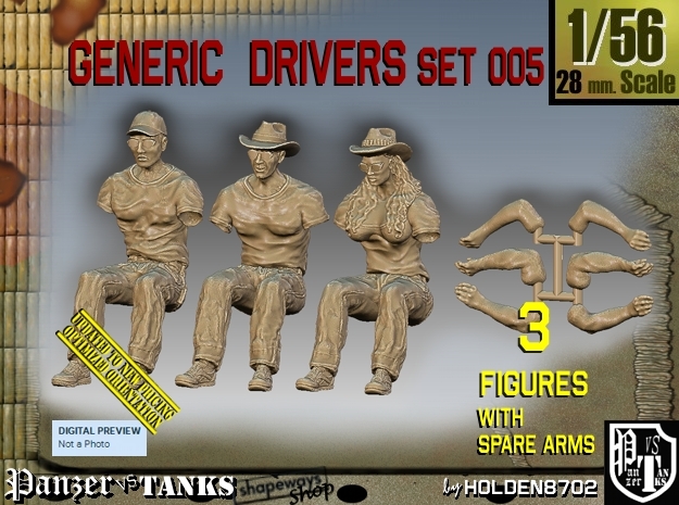 1/56 Generic Drivers Set005 in Tan Fine Detail Plastic