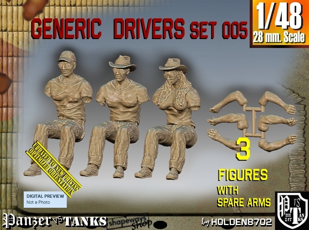 1/48 Generic Drivers Set005 in Tan Fine Detail Plastic
