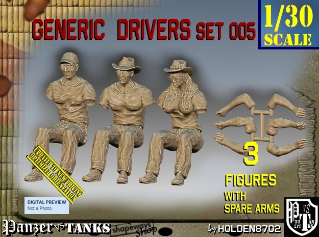 1/30 Generic Drivers Set005 in White Natural Versatile Plastic