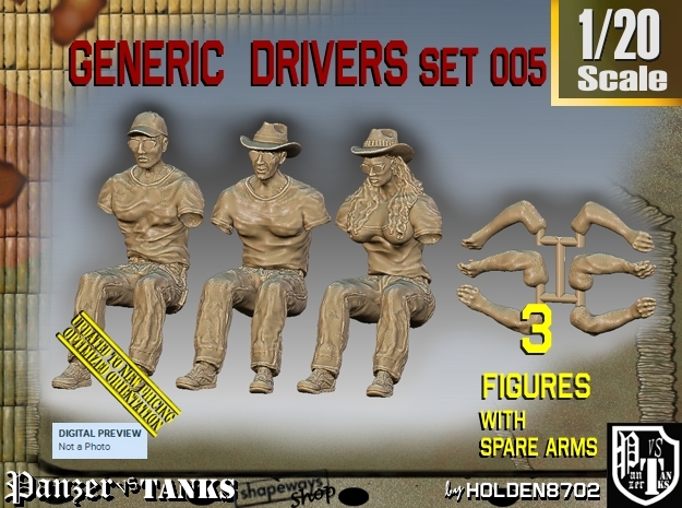 1/20 Generic Drivers Set005 in White Natural Versatile Plastic