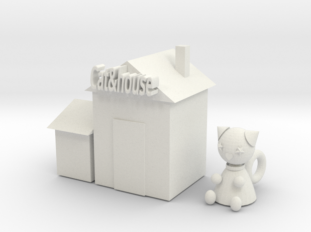 Cat doll house in White Natural Versatile Plastic