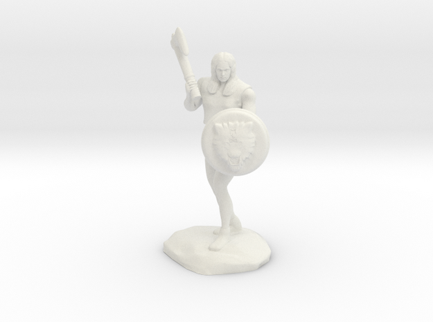 Wandacea, the Barbarian with Sword and Shield in White Natural Versatile Plastic