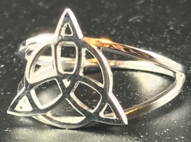 Triquetra ring in Rhodium Plated Brass: 7 / 54