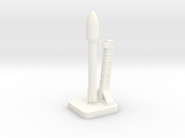 Mini Space Program, Falcon 9, tower in White Processed Versatile Plastic