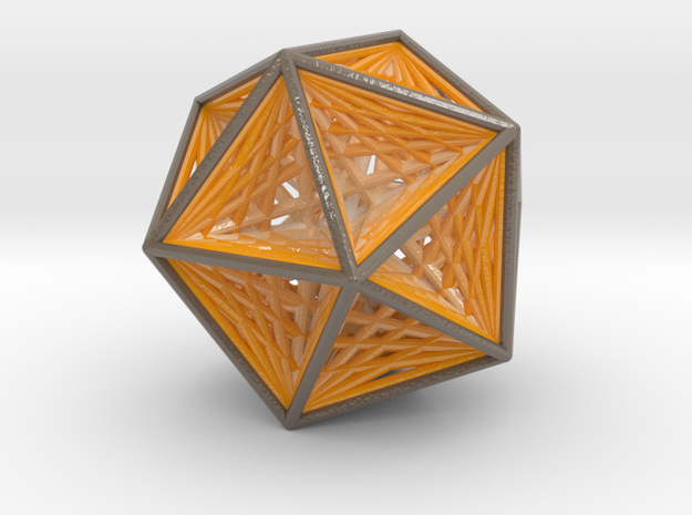 Icosahedron collapsing axis in Glossy Full Color Sandstone