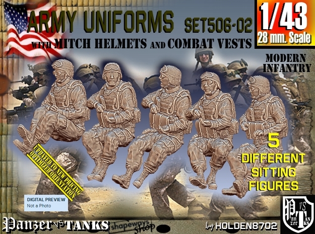 1/43 Mod-Unif Vest+Mitch Set506-02 in Tan Fine Detail Plastic