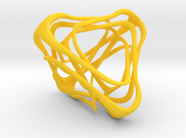 Twisted Tetrahedron  in Yellow Processed Versatile Plastic