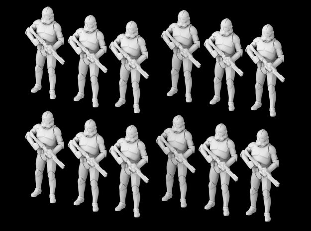 (1/47) 12x Clone Trooper Phase 2 in formation in Tan Fine Detail Plastic