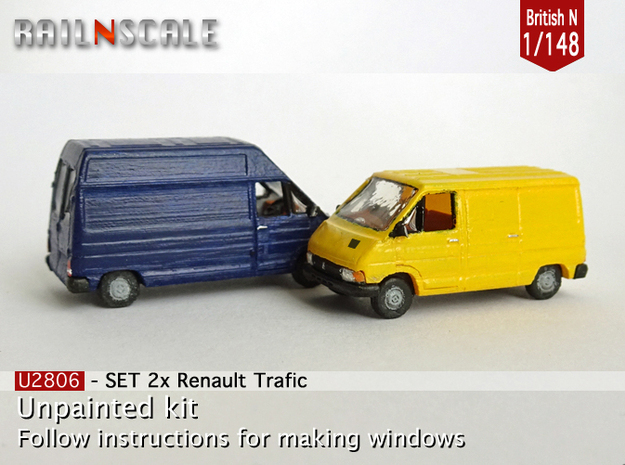 SET 2x Renault Trafic (British N 1:148) in Tan Fine Detail Plastic