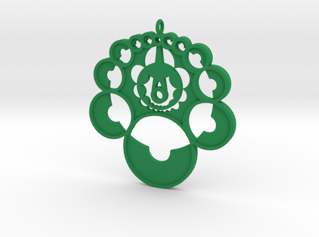 Crop circle pendant 4  in Green Processed Versatile Plastic