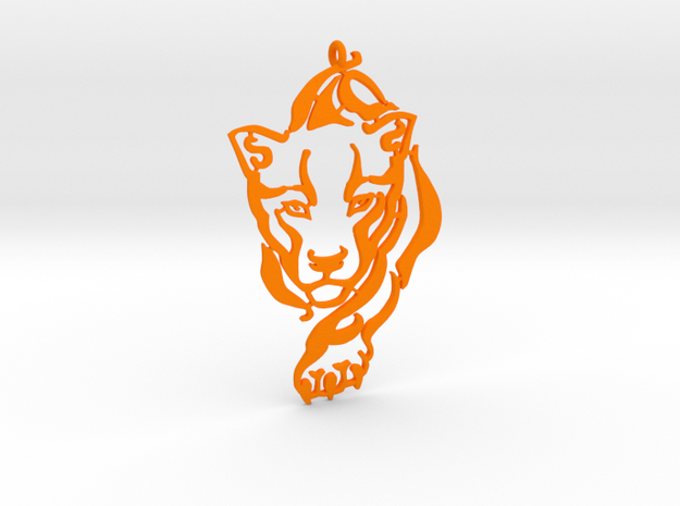 Crouching Tiger pendant in Orange Processed Versatile Plastic