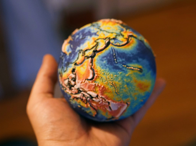 Earth Gravity Gradient Globe (GRACE dataset) in Natural Full Color Sandstone
