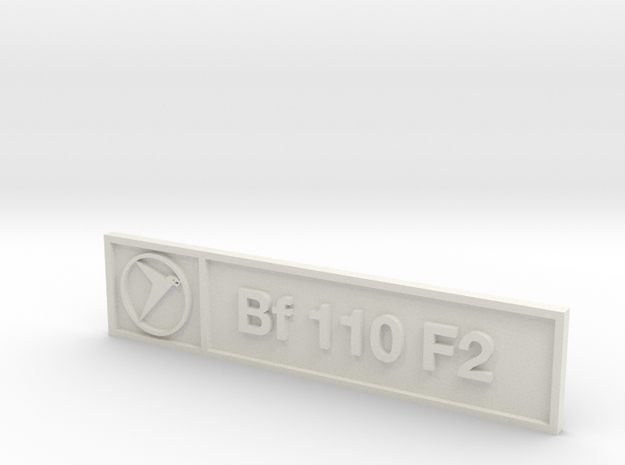 Bf 110 F2 Plaque in White Natural Versatile Plastic