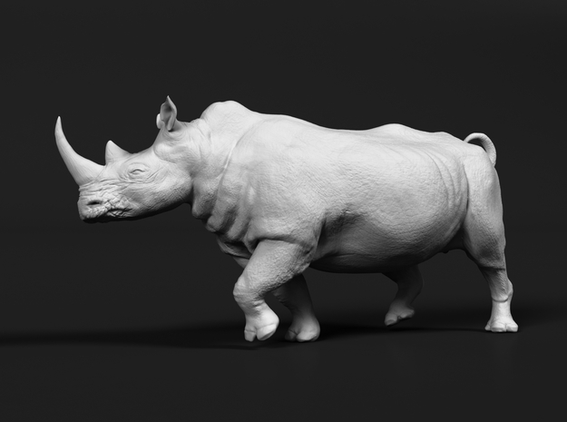White Rhinoceros 1:16 Running Male in White Natural Versatile Plastic