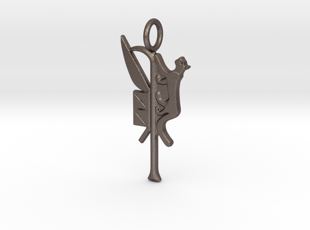 Mafdet amulet in Polished Bronzed-Silver Steel