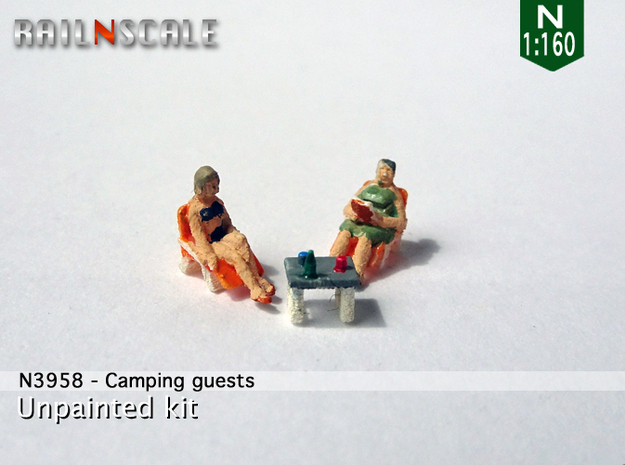Camping guests and accessories - kit A (N 1:160) in Tan Fine Detail Plastic
