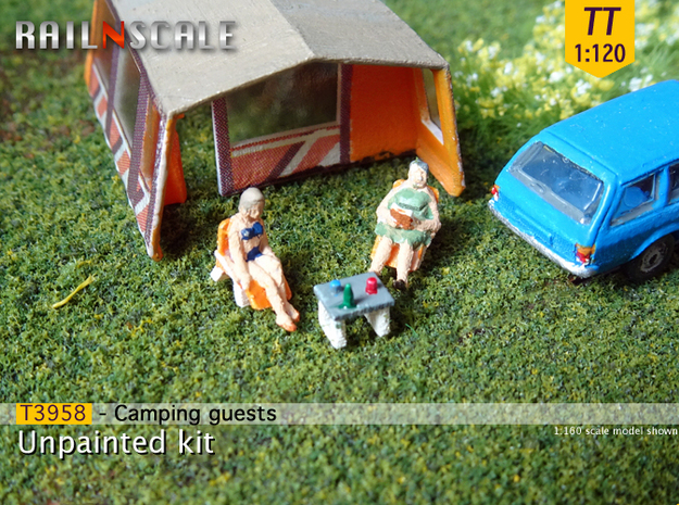 Camping guests and accessories - kit A (TT 1:120) in Tan Fine Detail Plastic