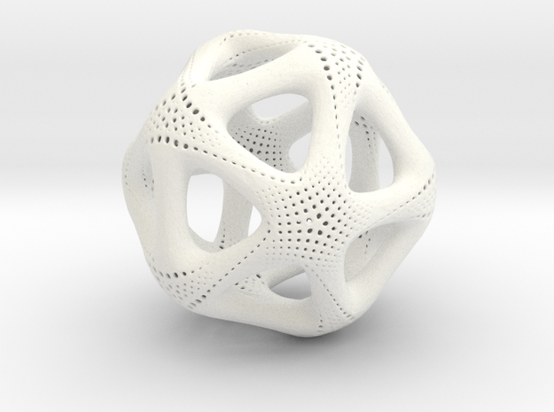 Perforated Twisted Icosahedron Type 1 in White Processed Versatile Plastic