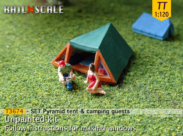 SET Pyramid tent with camping guests (TT 1:120) in Tan Fine Detail Plastic