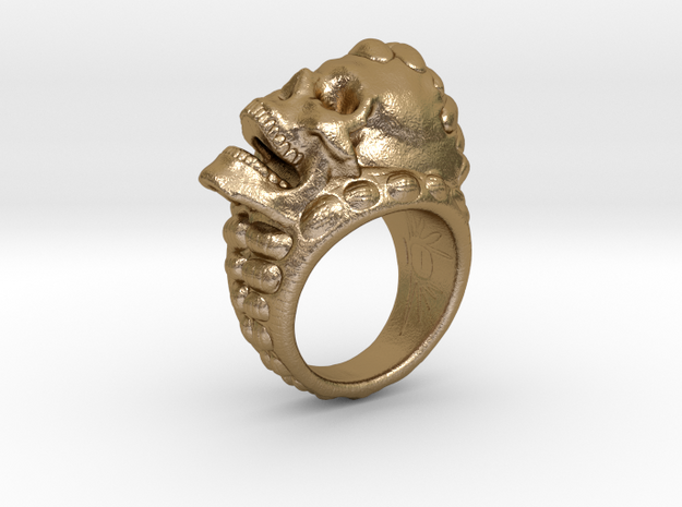 skull-ring-size 9.5 in Polished Gold Steel