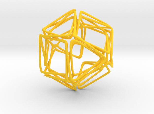 Looped Twisted Cuboctahedron in Yellow Processed Versatile Plastic