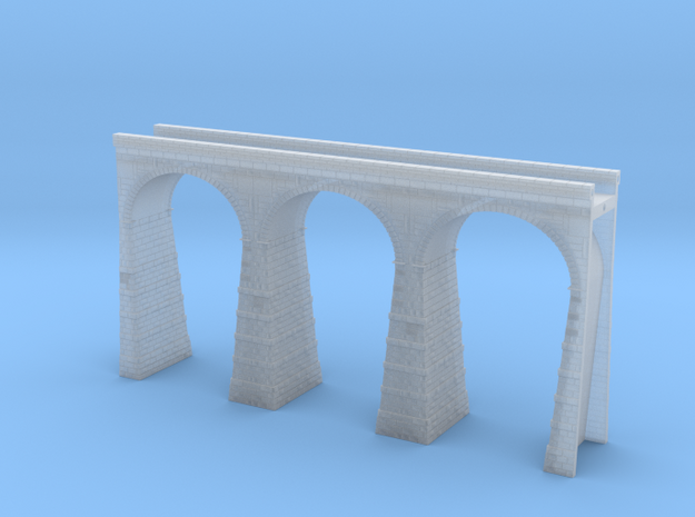 T-scale Stone Viaduct Section (3 Arches) - 135mm S in Smooth Fine Detail Plastic