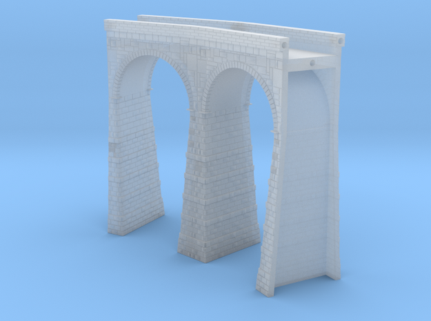 T-scale Stone Viaduct Section - 30d Curve - 145mm  in Smooth Fine Detail Plastic
