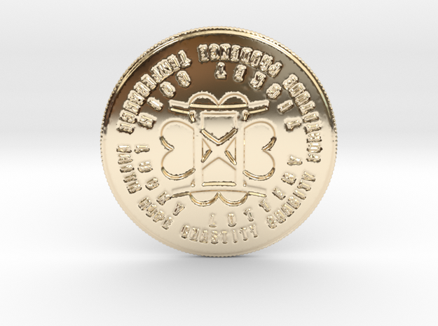 Gemini Coin of 7 Virtues in 14k Gold Plated Brass