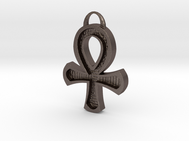 Hollowed Ankh in Polished Bronzed-Silver Steel