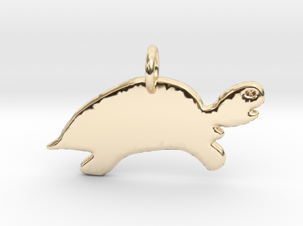 Minimalist Turtle Pendant in 14k Gold Plated Brass
