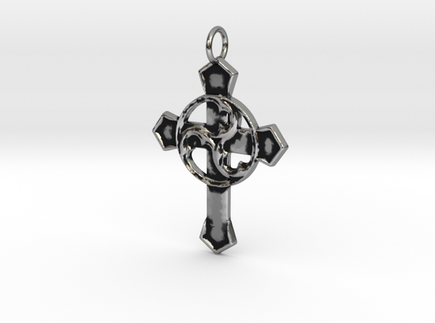 Gothic Triskell Cross Pendant in Antique Silver