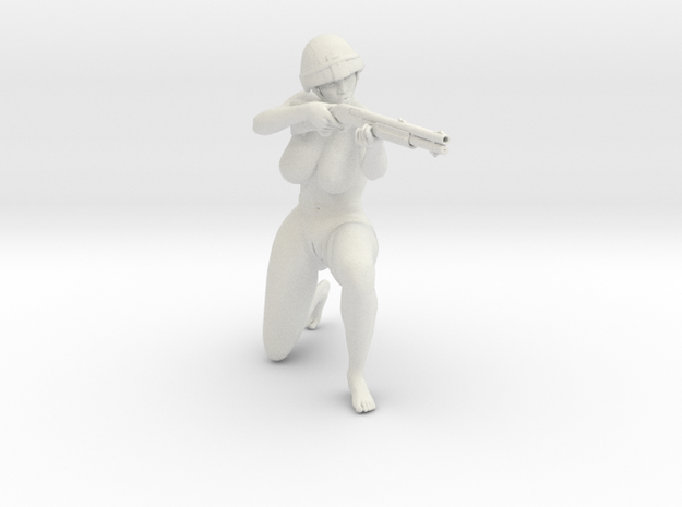 Scale 1:6 Naked Female Gunner in White Natural Versatile Plastic: Extra Large