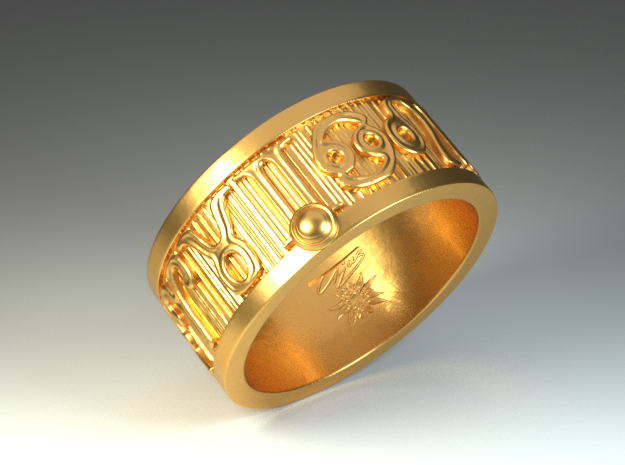 Zodiac Sign Ring Gemini / 20mm in Polished Brass