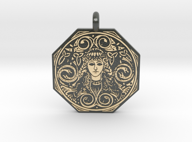 Brigantia Goddess Octagon Pendant in Glossy Full Color Sandstone