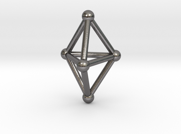 0753 J12 Triangular Bipyramid V&E (a=1cm) #2 in Polished Nickel Steel