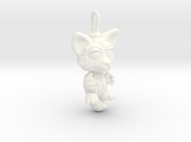 Cute fox pendant in White Processed Versatile Plastic