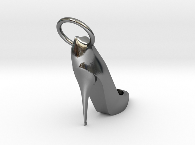 Right Foot Heel Earring in Polished Silver