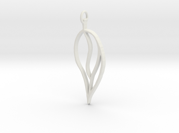 Curling Leaf Pendant in White Natural Versatile Plastic