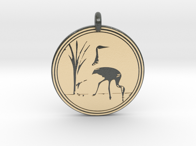 Sandhill Crane Animal Totem Pendant in Glossy Full Color Sandstone