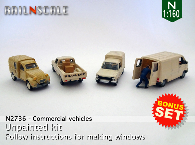 BONUS SET Commercial vehicles (N 1:160) in Smooth Fine Detail Plastic