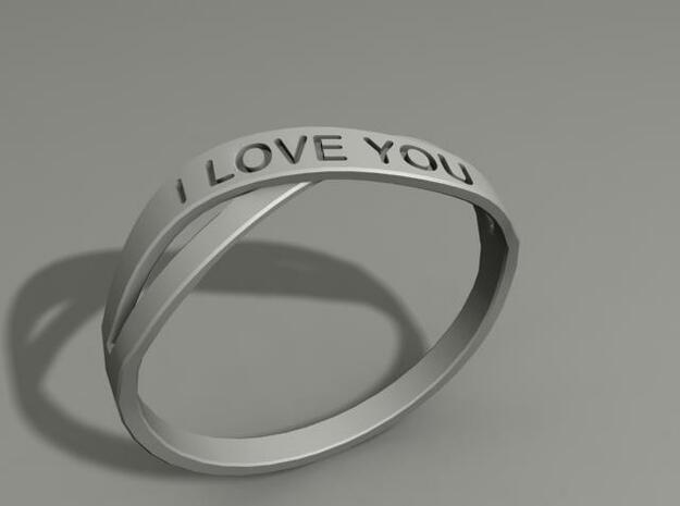 I Love You ring US12 in White Natural Versatile Plastic