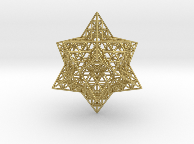 Stellated Vector Equilibrium w/Triforce Faces 2.2" in Natural Brass