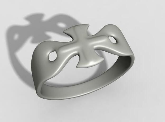 Cross ring US13 in Polished Bronzed Silver Steel