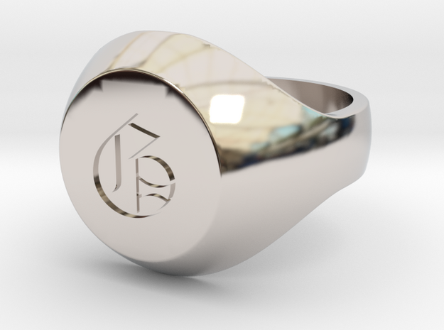 Initial Ring "G" in Rhodium Plated Brass